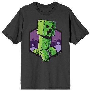 A Minecraft Movie Creeper Climb Adult Charcoal Crew Neck Short Sleeve T-shirt - 1 of 2