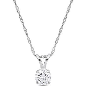 CREATED FOREVER  |   14K White Gold 1/2 CT TW Lab Grown Diamond Solitaire Pendant with Chain - 1 of 4