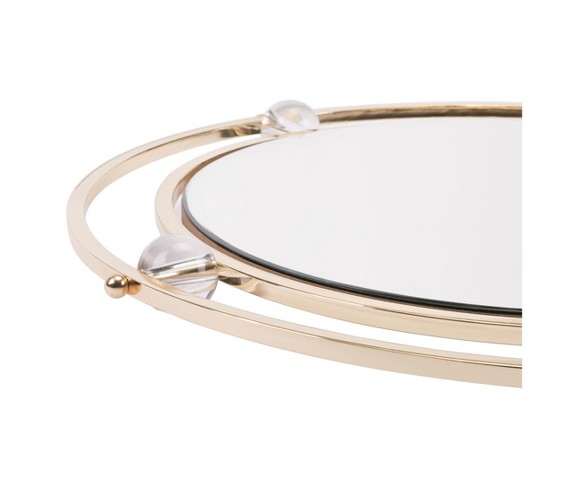 ZM Home 31" Modern Floating Round Mirror Gold