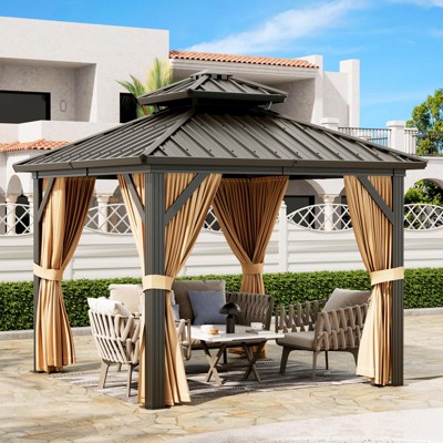 Outdoor Gazebos Canopy 10 x 10 FT Permanent with High Strength Aluminum Frame