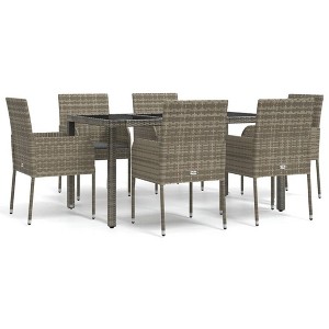vidaXL Garden Dining Set Grey Poly Rattan Large Modular - 1 of 4