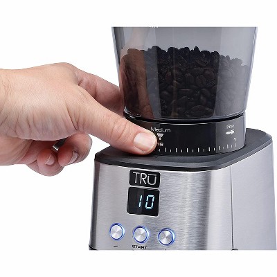 TRU Large Capacity Silver Electric Conical Burr Coffee Grinder