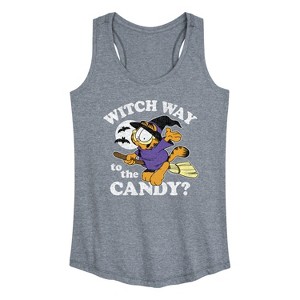 Women's - Garfield - Witch Way To The Candy Graphic Racerback Tank - 1 of 4