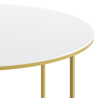 Hampstead Matte Gold and White Round Wood & Metal Coffee Table
