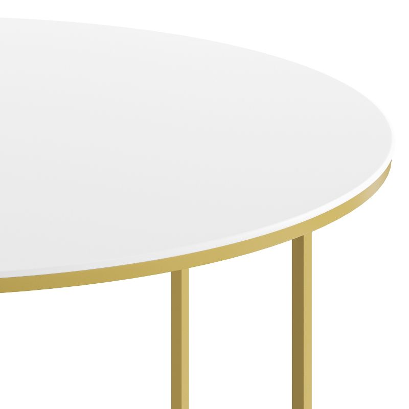 Emma and Oliver White Laminate Living Room Coffee Table with Crisscross Brushed Gold Metal Frame, 5 of 10