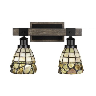 Toltec Lighting Tacoma 2 - Light Vanity in  Black/Painted Wood with 7" Cobblestone Art Glass Shade
