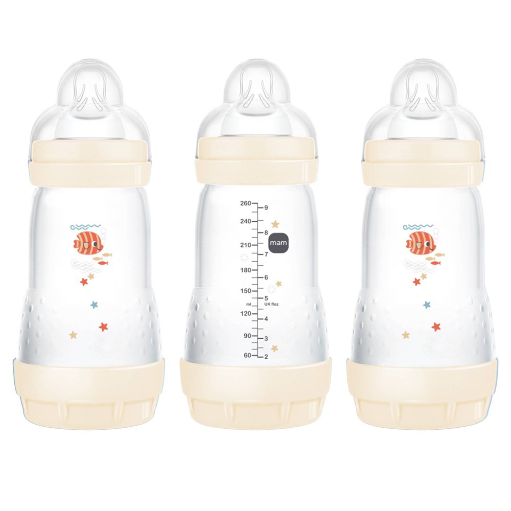 Photos - Baby Bottle / Sippy Cup MAM Easy Start Anti-Colic Baby Bottle - 2 Months+ - 9oz/3pk - Shell 