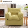 Oversized Swivel Accent Chair, Mid Century Comfy Accent Sofa, Modern Linen Fabric Barrel Armchair, Metal Base, No Assembly, for Living Room - 3 of 4