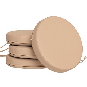 Outsunny Outdoor Chair Cushions Set of 4, Round Seat Cushions for Dining Chairs Bistro Chairs with Machine Washable Cover, 15" x 15" x 3" - 1 of 4