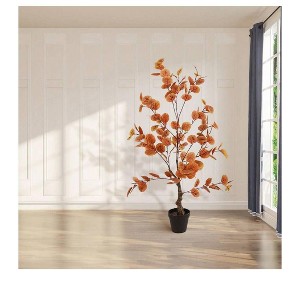 1Pack Autumn Eucalyptus Artificial Tree  3ft Fake Eucalyptus Plants Fall Eucalyptus Tree Autumn Ficus Fall Tree Artificial Silk Plants For Patio Porc - 1 of 4