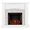 Southern Enterprises Decorative Fireplace Crisp White with rustic White faux stone - image 4 of 4