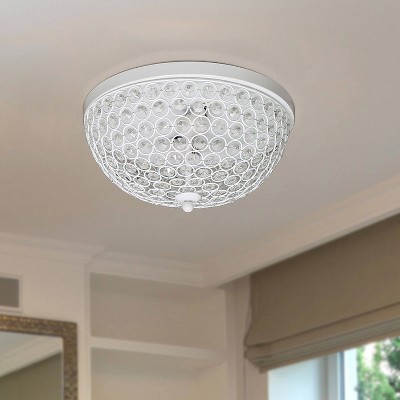 Elegant Elipse 13" White Crystal Dual Flush Mount Ceiling Light Set