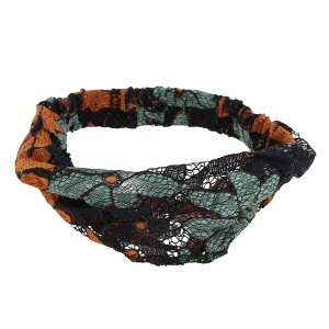 Unique Bargains Women's Eight-leaf Flower Lace Wide Headband 1 Pc - 1 of 4