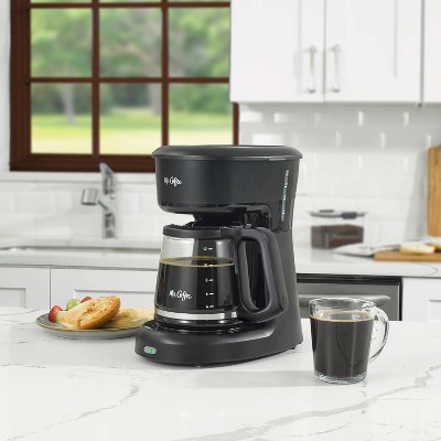 Sleek 12-Cup Black Coffee Maker with Water Filtration System