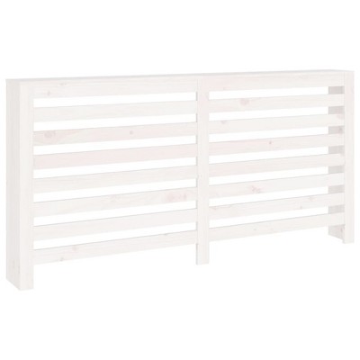 vidaXL Radiator Cover - White Solid Pine Wood Decorative Shelf with Modern Slat Design, Dimension 66.5"x7.5"x33.1"