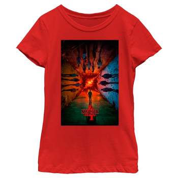 Girl's Stranger Things Four Friends Rift Apocalypse Poster T-Shirt