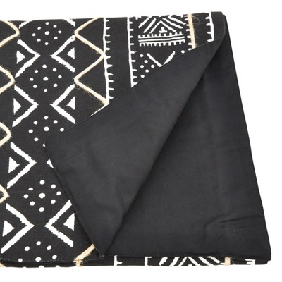 Black Cotton Mud Cloth Design Table Runner