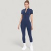 Anna-Kaci Active Women's Short Sleeve High Neck Open Back Zip-Up Jumpsuit with Fitted Silhouette and Scrunch Back Detail - 3 of 4