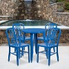 Emma and Oliver Commercial Grade 24" Round Metal Indoor-Outdoor Table Set & 4 Slat Back Chairs - 2 of 4