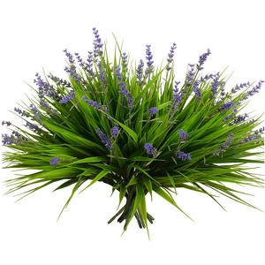 Aoibox 12 Bundles Artificial Plants Outdoor Fake Monkey Grass with Flowers for Pot UV Resistant Plant Decor for Window Garden Patio Hanging Planter - 1 of 4