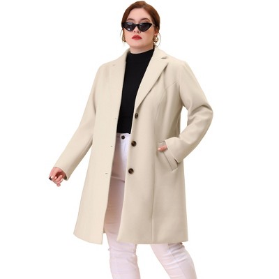 Agnes Orinda Women's Plus Size Winter Notched Lapel Single Breasted with Pockets Pea Coats