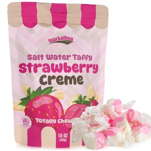 Snackathon Salt Water Taffy Single Flavor, Strawberry & Creme, 15 Ounce - 1 of 4
