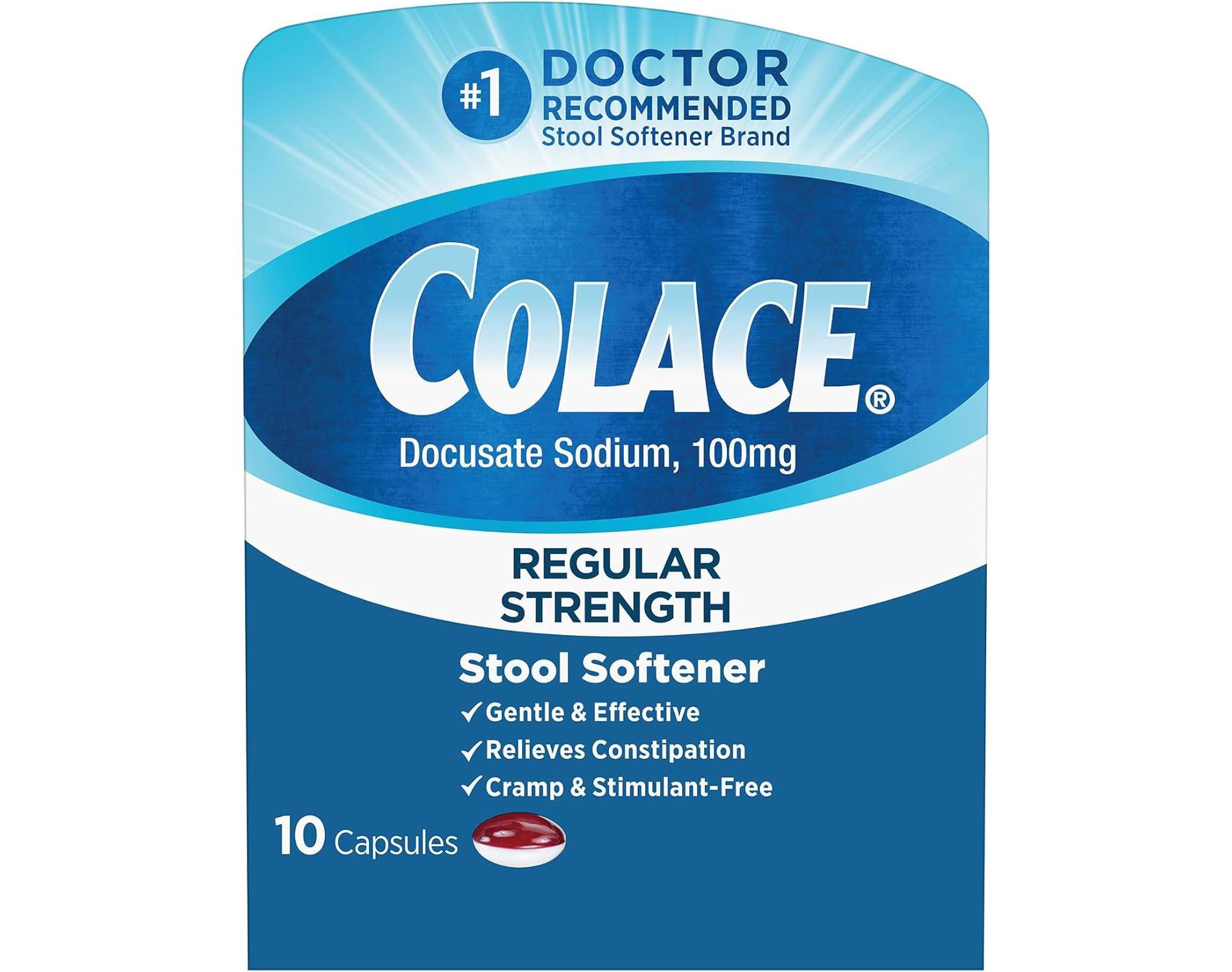 Colace Regular Strength Stool Softener, 10 Count