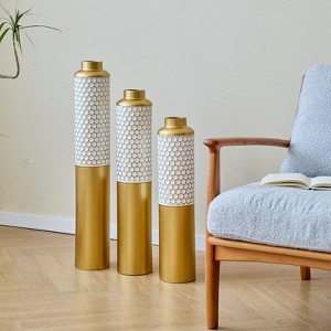 Aukfa Modern 3-Piece White Droplet Shaped Metal Floor Vase Set – Large Glazed Decorative Vases for Home Décor - 1 of 4