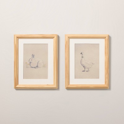 8"x10" Bunny and Duck Sketch Framed Wall Art (Set of 2) - Hearth & Hand™ with Magnolia