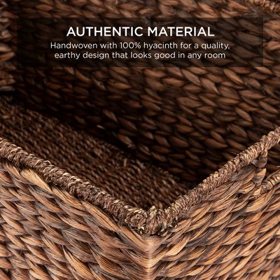 XL Handwoven Water Hyacinth Storage Baskets with Lids, Set of 2
