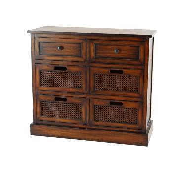 Large Wooden 6 Drawer Side Chest Brown - Olivia & May