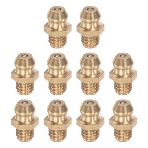 Unique Bargains Brass Straight Hydraulic Grease Fitting Accessories 10 Pcs - 1 of 4