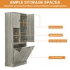 Rbied 29.9 in. W x 14.2 in. D x 67.7 in. H Wood Linen Cabinet Storage Cabinet with Adjustable Shelves & Flip-Out Basket - 4 of 4