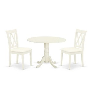HomeStock 3-Pc Buttermilk and Cherry Solid Wood Top-Round Dining Room Set with Dropleaf-Seats 4 - 1 of 4