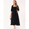 INSPIRE CHIC Women's Summer Casual Puff Half Sleeve Square Neck Smocked Flowy with Pockets Maxi Dress - 3 of 4