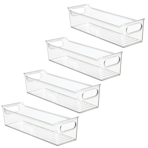 Mdesign Slim Plastic Kitchen Storage Container Bin With Handles, 4 Pack ...