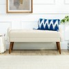 Sapphtopaz Modern Bench Upholstered Vanity Stool Shoe Bench with Irregular Geometric Armrests and Wood Legs Foot Stool Ottoman for Bedroom - 2 of 4