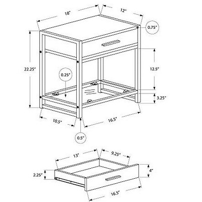 White and Silver Rectangular Metal and MDF Side Table with Storage