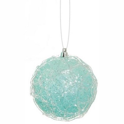 Northlight Blue Snowy Glittered Winter Ice Shatterproof Christmas Ball Ornament 4" (100mm)