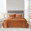 FIONECA 3-Piece Luxe Antimicrobial Velvet Coverlet Set Geometric Quilted Cozy Bedding - 4 of 4