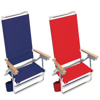 RIO Brands 5-Position Assorted Beach Folding Chair (Case of 4)