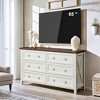 Resenkos Farmhouse 6 Drawers Dresser for Bedroom, Wood Vintage Wide Storage Dressers Organizer, Antique White - 2 of 4
