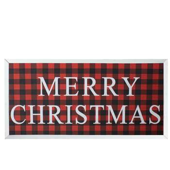 Northlight 24” Red and Black Buffalo Plaid Merry Christmas Wooden Hanging Wall Sign