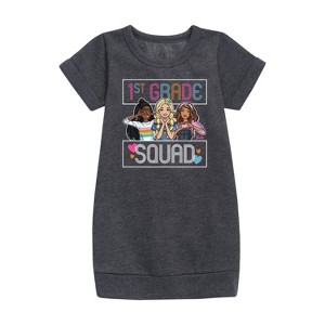 - Barbie - Back To School Graphic Short Sleeve Fleece Dress - 1 of 3