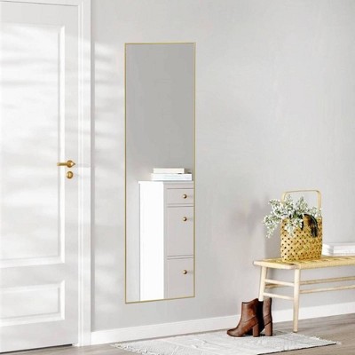 ALEXOUN Free Standing Full Length Floor Mirror,with Stand Aluminum Alloy Thin Frame,for Living Room Bedroom Cloakroom