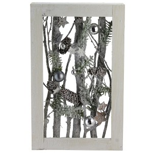 Northlight 14.25" Decorated Standing Birch Branches in Wood Frame Table or Wall Decoration - 1 of 4