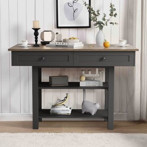 Bella Depot 51.7" Console Table with 2 Wooden Drawers and Shelf,Metal Legs - 1 of 4