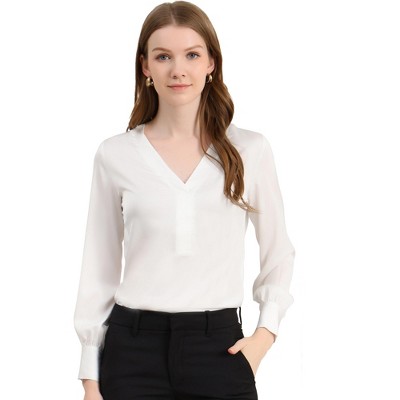 Allegra K Women's Elegant Satin Long Sleeve Office Work Blouses