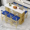 7 Pieces Counter Height Table Set, Kitchen Table Bar Stools, Breakfast Table Set, With 6 Stools, Side Open Shelves, For Living Room - 3 of 4