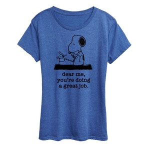 Women's - Peanuts - Snoopy Dear Me You're Doing A Great Job Short Sleeve Graphic T-Shirt - 1 of 4